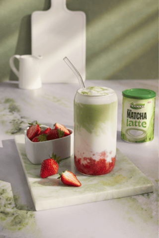 Strawberry matcha latte